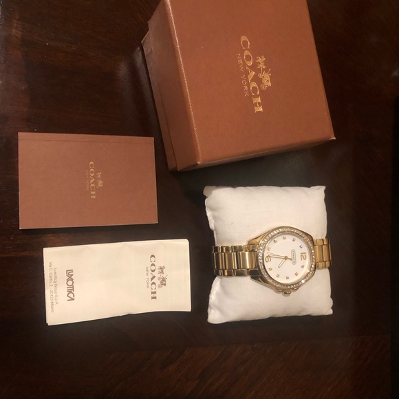 Golden Diamond Dial Coach Women’s Watch - Picture 3 of 5